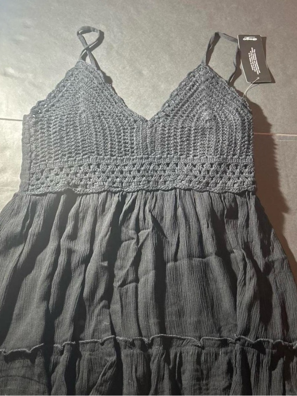 Blush Black Crochet Bodice Camisole Top